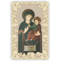 Officina D'Arte Torre　飾りレース紙ご絵 　コンソラータの聖母子　Madonna Della Consolata　　OAT147　イタリア語祈りカード　
