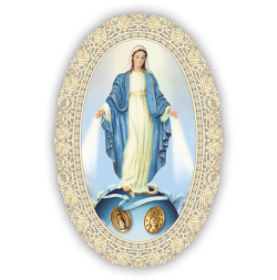 Officina D'Arte Torre　飾りレース紙ご絵　不思議のメダイの聖母　Madonna Medaglia Miracolosa  OAT271 イタリア語祈りカード　