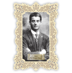 Officina D'Arte Torre　飾りレース紙ご絵　福者ジョルジオフラサティPier Giorgio Frassati　OAT065　イタリア語祈りカード　