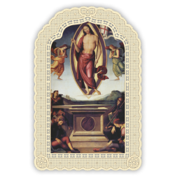 Officina D'Arte Torre　飾りレース紙ご絵　復活　Resurrezione Di Cristo　 OAT267 イタリア語祈りカード　