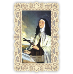 Officina D'Arte Torre　飾りレース紙ご絵　アビラの聖テレジア　Teresa D'Avila　　OAT85　イタリア語祈りカード　