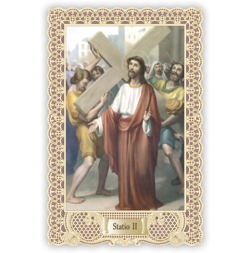 Officina D'Arte Torre　飾りレース紙ご絵 　十字架の道行　2　Via Crucis Stazione II　OAT162 　イタリア語祈りカード　