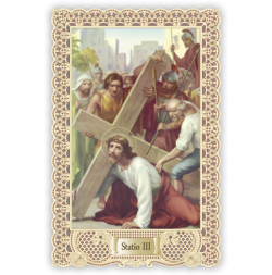 Officina D'Arte Torre　飾りレース紙ご絵 　十字架の道行　3　Via Crucis Stazione III　OAT163 　イタリア語祈りカード　