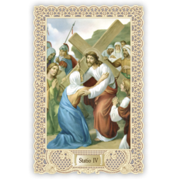 Officina D'Arte Torre　飾りレース紙ご絵 　十字架の道行　4　Via Crucis StazioneIV 　OAT164　イタリア語祈りカード　
