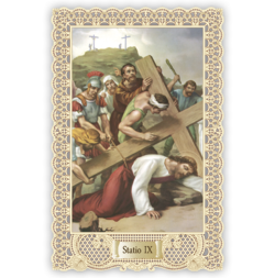 Officina D'Arte Torre　飾りレース紙ご絵 　十字架の道行 9　Via Crucis Stazione  IX OAT169　イタリア語祈りカード　