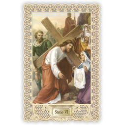 Officina D'Arte Torre　飾りレース紙ご絵 　十字架の道行　6　Via Crucis Stazione   VI　OAT166　イタリア語祈りカード　