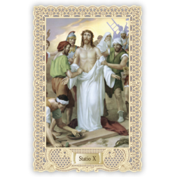 Officina D'Arte Torre　飾りレース紙ご絵 　十字架の道行 10　Via Crucis Stazione  X OAT170　イタリア語祈りカード　