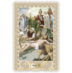 Officina D'Arte Torre　飾りレース紙ご絵 　十字架の道行 11　Via Crucis Stazione  XI  OAT171　イタリア語祈りカード　