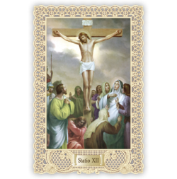 Officina D'Arte Torre　飾りレース紙ご絵 　十字架の道行 12　Via Crucis Stazione XII   OAT172  イタリア語祈りカード　