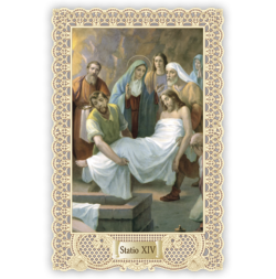 Officina D'Arte Torre　飾りレース紙ご絵 　十字架の道行 14　Via Crucis Stazione   XIV OAT174  イタリア語祈りカード　