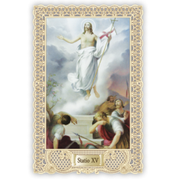 Officina D'Arte Torre　飾りレース紙ご絵  十字架の道行１５　Via Crucis Stazione XV OAT199 イタリア語祈りカード　