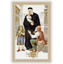 Officina D'Arte Torre　飾りレース紙ご絵   聖ビンセントパオロ　 Vincenzo De' Paoli  OAT212イタリア語祈りカード　