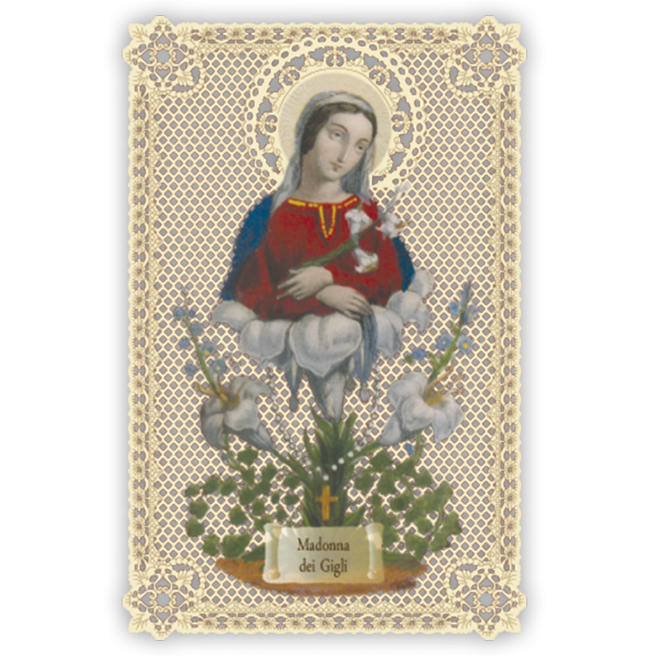 Officina D'Arte Torre　飾りレース紙ご絵  ギグリの聖母　Madonna Dei Gigli　OAT123　イタリア語祈りカード　