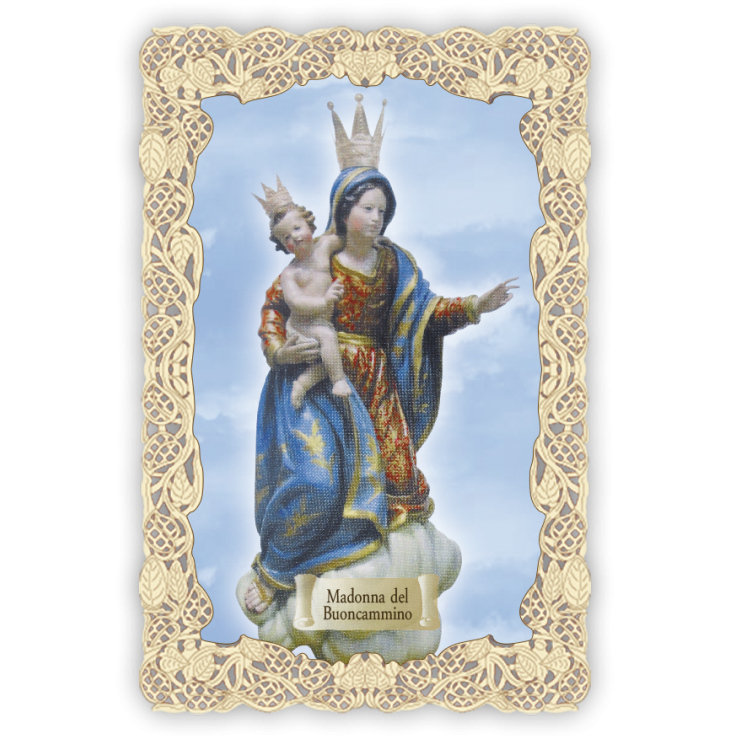 Officina D'Arte Torre　飾りレース紙ご絵 　ブオンカミーノの聖母　マドンナデルブオンカミーノ　MADONNA DEL BUONCAMMINO　OAT151　イタリア語祈りカード　