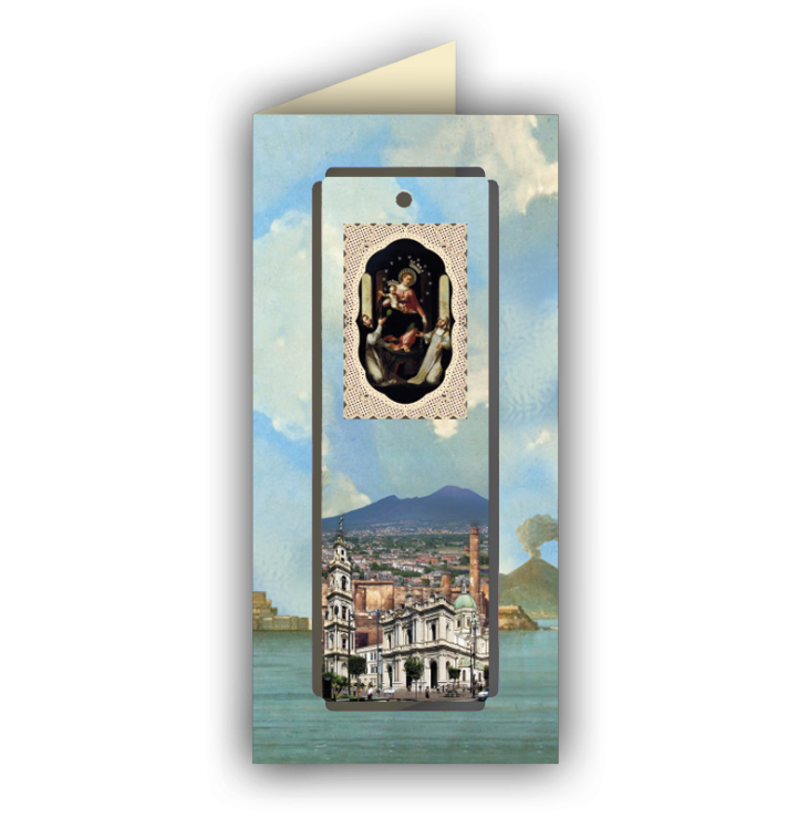 Officina D'Arte Torre　飾りレース紙しおり付きご絵カード　ポンペイのロザリオの聖母　OATSGNTC03