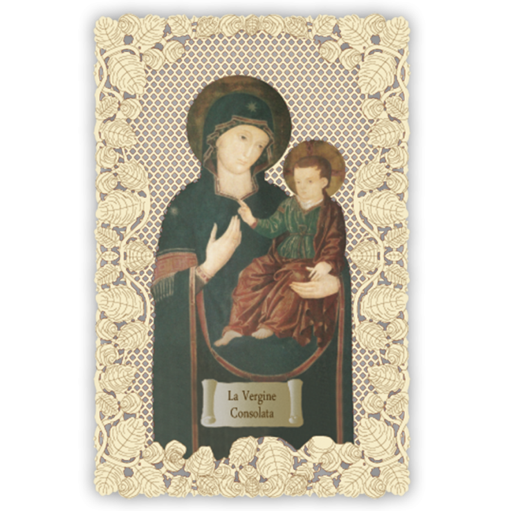 Officina D'Arte Torre　飾りレース紙ご絵 　コンソラータの聖母子　Madonna Della Consolata　　OAT147　イタリア語祈りカード　
