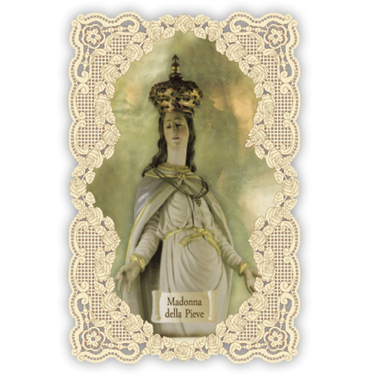 Officina D'Arte Torre　飾りレース紙ご絵 　ヴィニョーラの聖母　Madonna Della Pieve　 OAT175  イタリア語祈りカード　