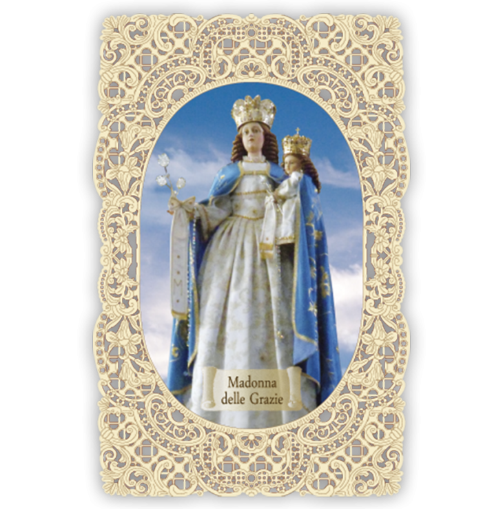 Officina D'Arte Torre　飾りレース紙ご絵 　恵みの聖母　Madonna Delle Grazie　OAT176  イタリア語祈りカード　