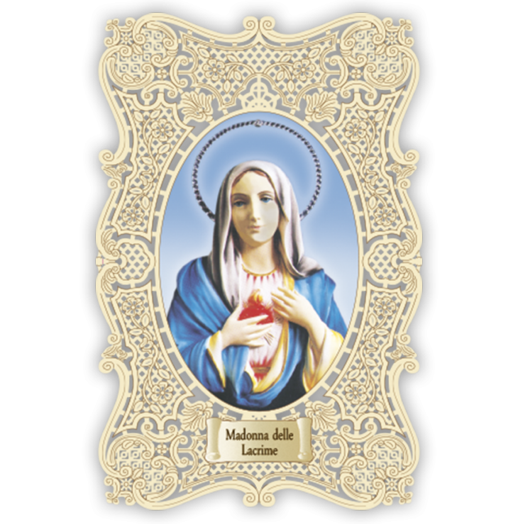 Officina D'Arte Torre　飾りレース紙ご絵  み心の聖母　MADONNA DELLE LACRIME OAT234 イタリア語祈りカード　
