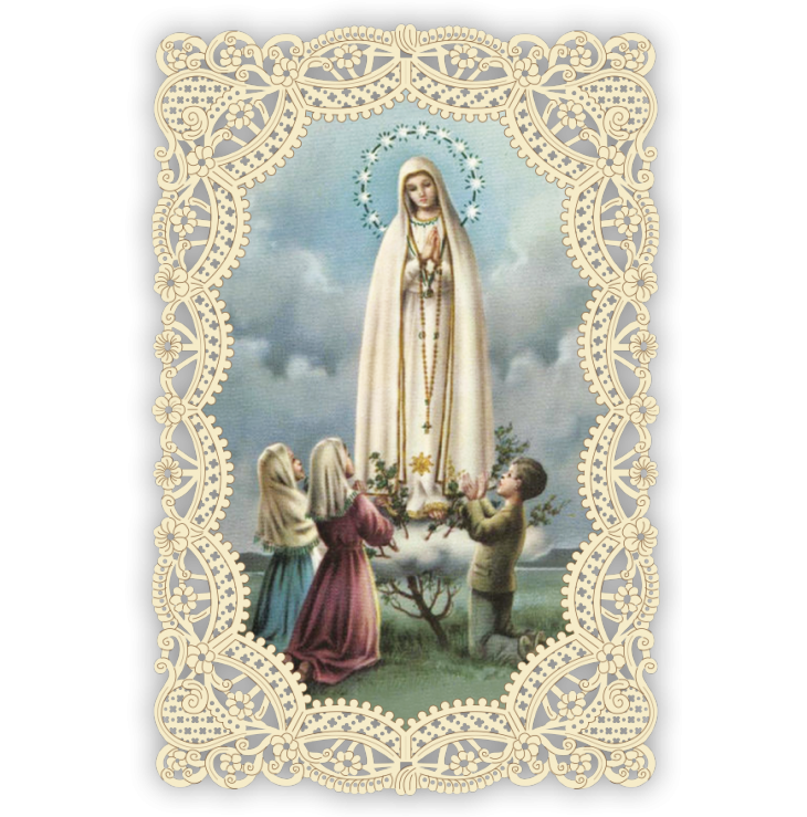 Officina D'Arte Torre　飾りレース紙ご絵　ファティマの聖母　Madonna Di Fatima  OAT268 イタリア語祈りカード　