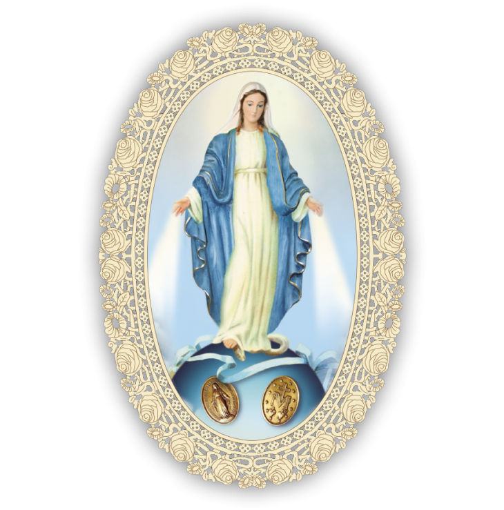 Officina D'Arte Torre　飾りレース紙ご絵　不思議のメダイの聖母　Madonna Medaglia Miracolosa  OAT271 イタリア語祈りカード　