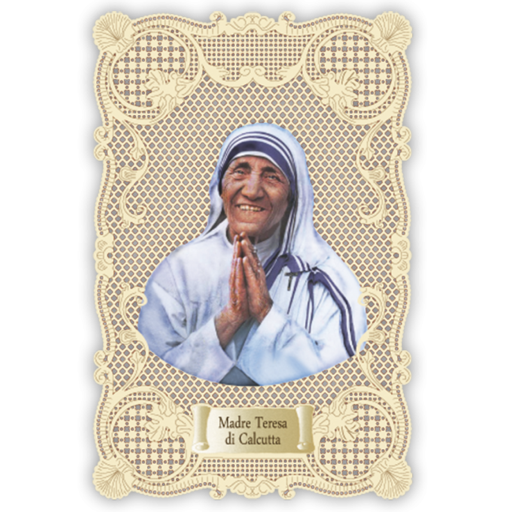 Officina D'Arte Torre　飾りレース紙ご絵　　コルカタの聖テレサ　マザーテレサ　Madre Teresa Di Calcutta　OAT94　イタリア語祈りカード　