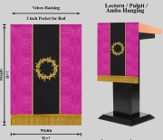 教会住所または寄進者宅のみお届け　 講壇布（前布) または記章用（ハンキング）　ローマンカトリック色紫 　レント聖週間用　36×18インチ　縦９０センチ横４５センチ　　