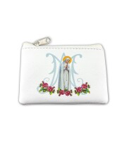 イタリア FB1647202 ファティマの聖母の絵柄入りロザリオポーチ 10×4.5センチ 合皮