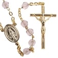 イタリア 5連ロザリオ イタリア 金色 不思議のメダイ ロザリオ ピンクアメジスト