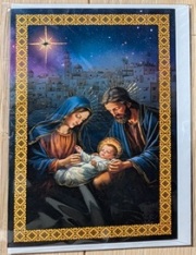 FRATELLI BONELLA イタリア 金箔押 封筒つきご絵カード FB651-AN2 箔押 封筒付き キリスト降誕のイメージを適用したリネン紙のカード