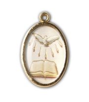 一般不可 転売禁止 FRATELLI BONELLA イタリア 高品質箔押 FB675D4011 両面メダイ 聖霊 堅信 金色 22ミリ