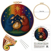手刺繍用　初心者用　刺繍キット　ROAL713935　クリスマス　ご降誕　15センチ枠＋刺繍糸＋英語解説書　つき　１セット
