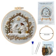 手刺繍用　初心者用　刺繍キット　ROAL713932　クリスマス　ご降誕　２０センチ枠＋刺繍糸＋英語解説書　つき　１セット