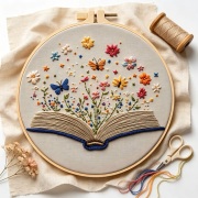手刺繍用　初心者用　刺繍キット　ROAL713996　イースターにわとり　２０センチ枠＋刺繍糸＋英語解説書　つき　１セット