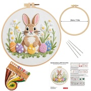 手刺繍用　初心者用　刺繍キット　ROAL713984　イースターバニー　２０センチ枠＋刺繍糸＋英語解説書　つき　１セット