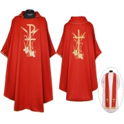 教会住所または寄進者宅 神父 司祭 牧師用 レッド:ゴシック・カズラ ストールセット GV_D170_3R_FPH_M46_RC4_UL