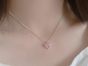 ペンダント　ROARH2895　ピンクピーチハートドロップペンダント　ピアス　ゴールド　チェーン　４０センチ