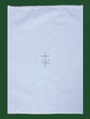 アメリカ 教会典礼用 カリスリネン IHS Purificator クロス刺繍入り浄水タオル 50センチ×35センチ