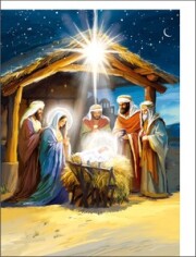 グリーティングカード クリスマス「厩と星」 封筒付き イラスト