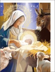 グリーティングカード クリスマス「聖母子と動物」 封筒付き イラスト