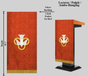 教会住所または寄進者宅のみお届け 講壇布(前布) または記章用(ハンキング) 赤 精霊 刺繍中サイズ ペンテコステ用 36×18インチ 縦90センチ横45センチ