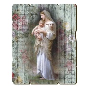 FRATELLI BONELLA イタリア 壁掛板絵 FBVINT1-298 聖母子羊 木製パネル壁掛 24センチ×19センチ 厚み0.8センチ