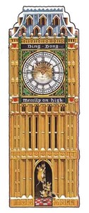 グリーティングカード ダイカット クリスマス「ピータークロス 猫の時計」メッセージカード