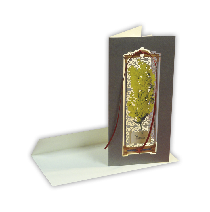 Officina D'Arte Torre　立体飾りレース　紙しおり　カード   MIMOSA  OATBFL13　 カード　