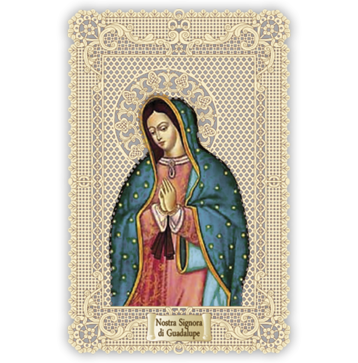 Officina D'Arte Torre　飾りレース紙ご絵  グアタルーペの聖母 Nostra Signora Di Guadalupe　 OAT206 イタリア語祈りカード　