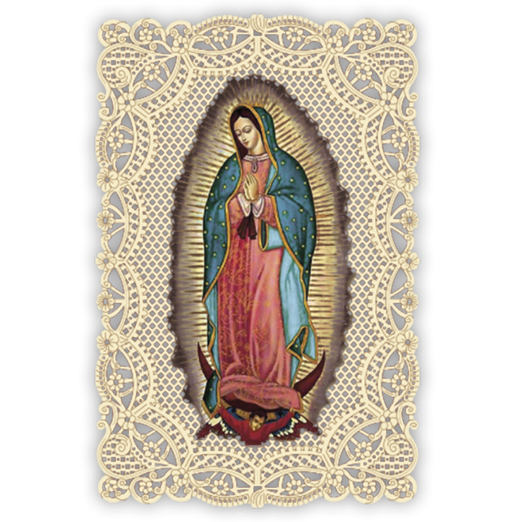 Officina D'Arte Torre　飾りレース紙ご絵  グアタルーペの聖母 Nostra Signora Di Guadalupe　 OAT205 イタリア語祈りカード　