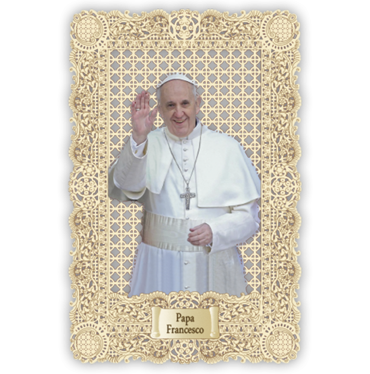 Officina D'Arte Torre　飾りレース紙ご絵  教皇フランシスコ　Papa Francesco　OAT178  イタリア語祈りカード　
