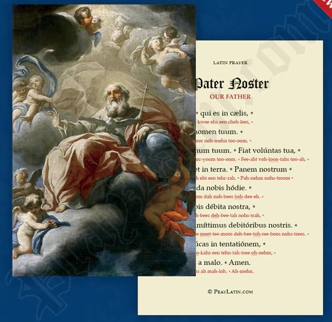 LLC　ラテン語祈りカード　ラテン語の発声表記のある主の祈り　Our Father　１５．２×１０.２センチ　光沢紙（はがきサイズ厚紙）０２１