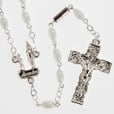 イタリア　デザイナーロザリオ　HL　RG 2048 ギレリロザリオホワイトルルドオーバルグレイン6x4　Ghirelli rosary Lourdes, white oval beads 6x4mm