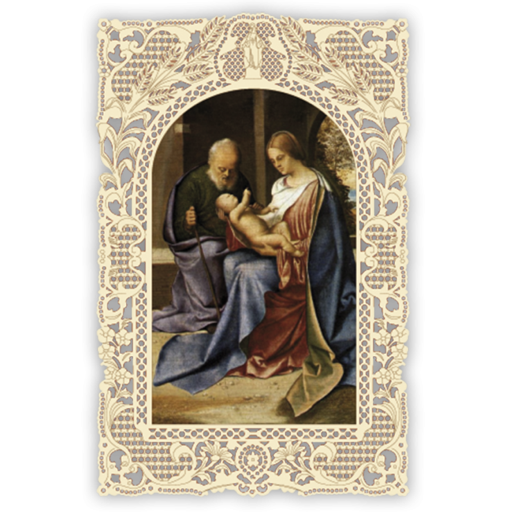 Officina D'Arte Torre　飾りレース紙ご絵　聖家族　　SACRA FAMIGLIA　OAT98　イタリア語祈りカード　